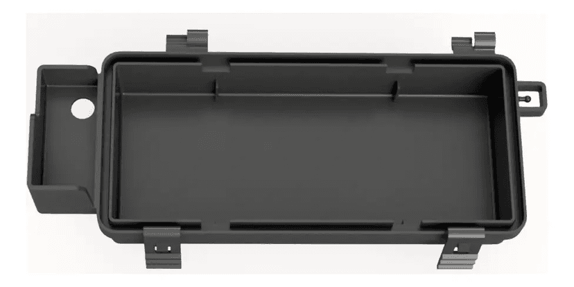 Fuse lid cap interior — snap-fit and mounting features